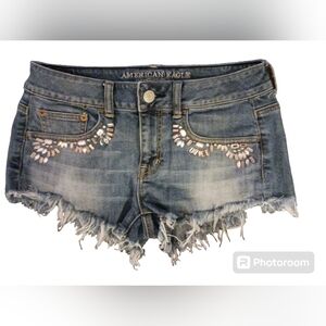 American Eagle Outfitters distressed shorts, Embellished stretch shorts.  Size 4